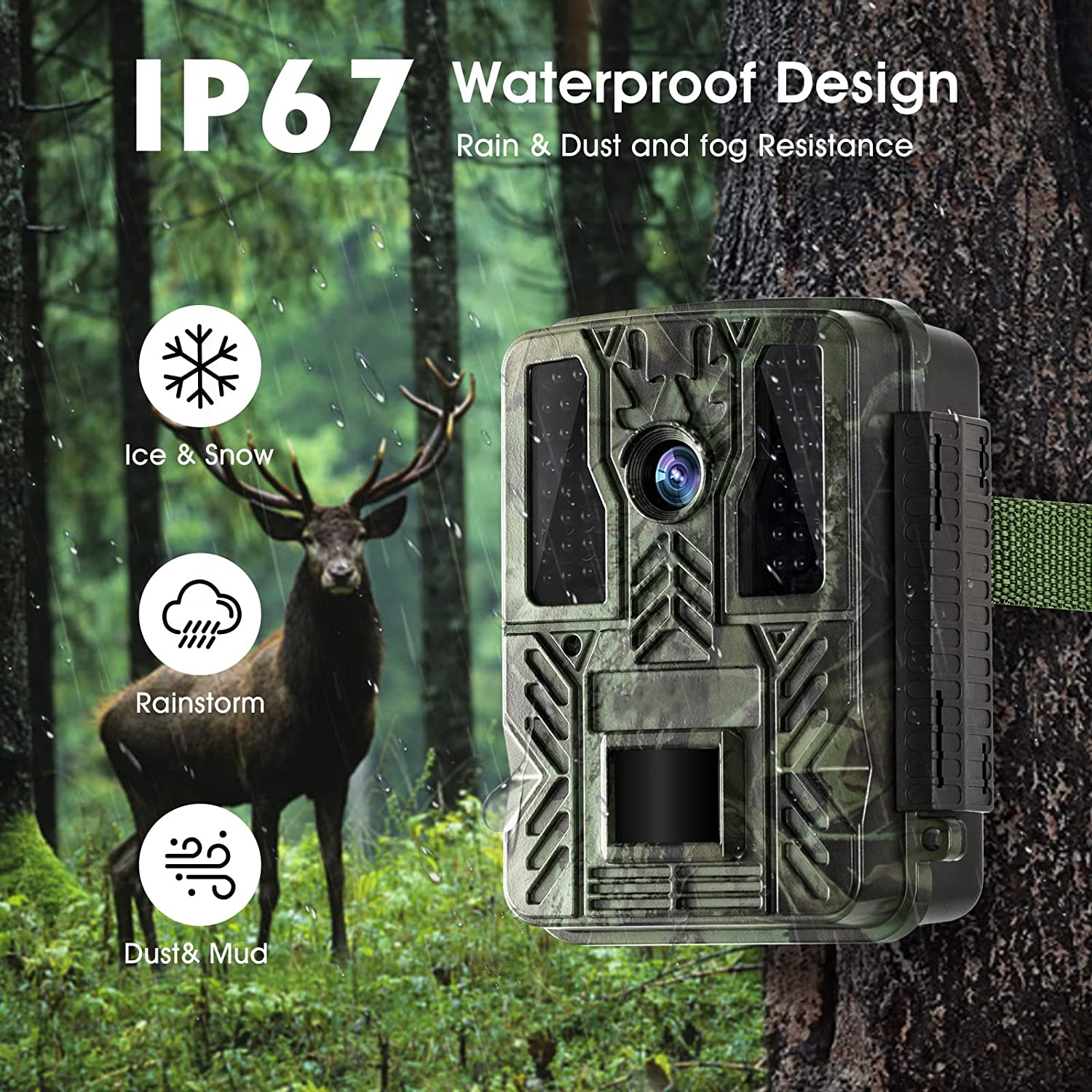 32MP 4K Battery Powered Waterproof Outdoor IR Surveillance Hunting Trail Camera